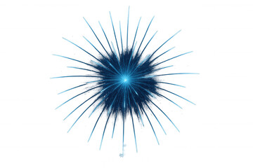 Fototapeta premium Blue light burst on transparent background representing abstract energy, explosion, and dynamic particles
