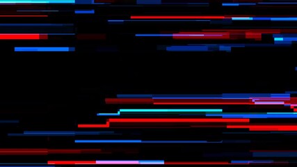 Digital Glitch Effect with Horizontal Red Blue and Green Rectangles on Black abstract - Powered by Adobe