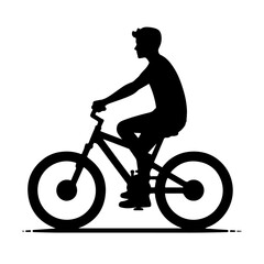 Silhouette of a man riding a bicycle vector illustration
