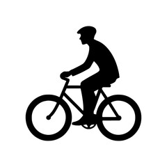 Silhouette of a man riding a bicycle vector illustration