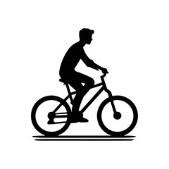 Silhouette of a man riding a bicycle vector illustration