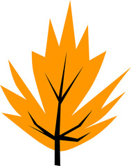 Orange leaf mapple flat illustration 