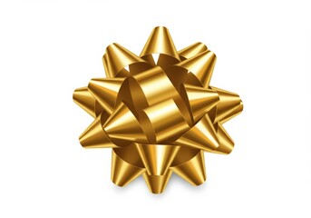 Golden Gift Bow on White Background