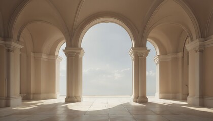 Fototapeta premium Minimalist Architectural Scene With Three Elegant Arches