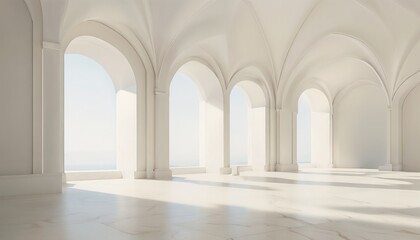 Classical Interior Featuring Arches and Columns in Soft Light