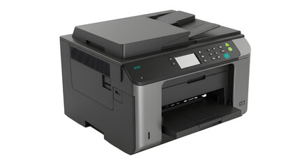 Obraz premium Dark Gray and Black Multifunction Laser Printer Product Shot Isolated on White Background