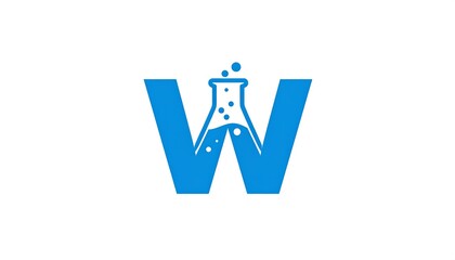 A letter W logo with a beaker