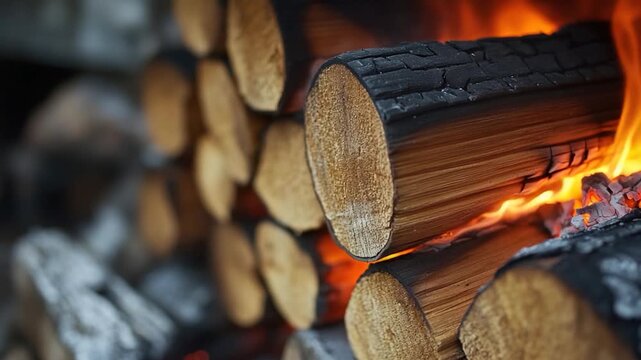 A flame-lit scene with logs burning brightly, great for warmth and ambiance