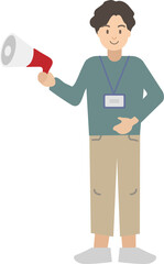 Illustration of Man Holding Megaphone