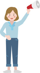 Woman Holding Megaphone Illustration