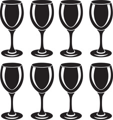 Elegant Wine and Champagne Glass Vector Set – Red Wine, White Wine, and Sparkling Drink Illustration