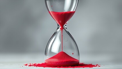 A cracked hourglass with red sand, symbolizing urgent health warnings in midlife.