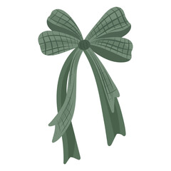 Green Bow Illustration, Ribbon Bow, Decorative Knot