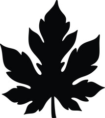 Black silhouette of a detailed leaf vector graphic scalable illustration for eps