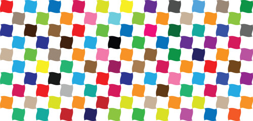 vibrant multicolored square grid pattern with rainbow spectrum swatches for design and creative projects isolated on white background.