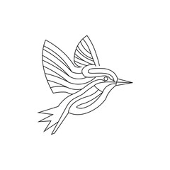 Kingfisher line art logo design template