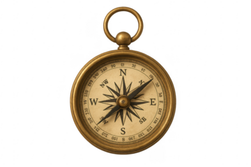 Vintage brass compass navigating travel and exploration