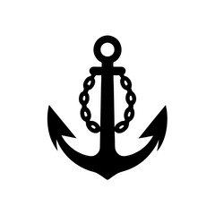 anchor chain icon black silhouette vector illustration on transparent background