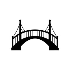 bridge icon black silhouette vector illustration on transparent background