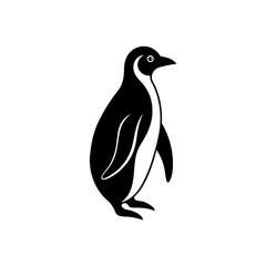 penguin icon black silhouette vector illustration on transparent background