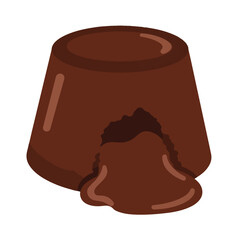 Warm molten chocolate cake with gooey center spilling out