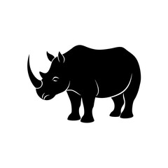 rhinoceros icon black silhouette vector illustration on transparent background