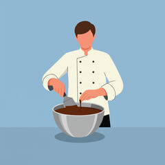 Chef mixing batter in a bowl