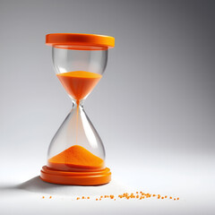 Orange Sand Hourglass on a Gray Background