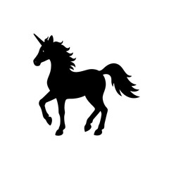 unicorn icon black silhouette vector illustration on transparent background
