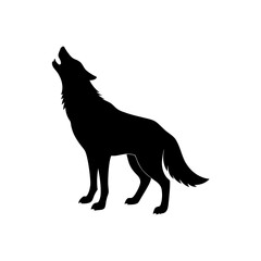 wolf howling icon black silhouette vector illustration on transparent background