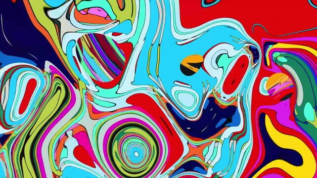 Abstract colorful background with a seamless psychedelic wave pattern for a vibrant, retro textile design 4k Abstract background video