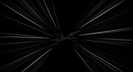 Abstract light trails in black and white background, dynamic and futuristic illustration