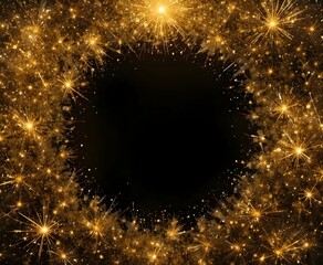 Golden color sparkling effect on black color background.