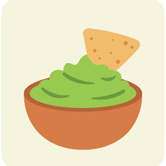 A bowl of guacamole, with a single chip