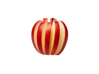 Obraz premium Delicious Fresh Red Apple Sliced Artfully Isolated on Transparent Background