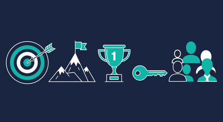 Achieving business goals through effective strategies and teamwork leading to success and recognition