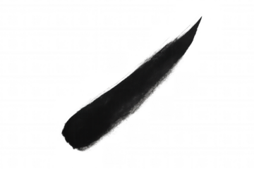 Black paint brush stroke creating an abstract texture on transparent background for graphic design element