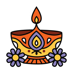 Traditional Festival Oil Lamp with Patterns