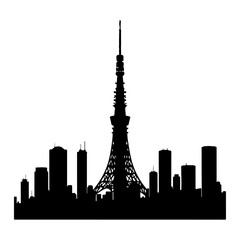 silhouette of japanese tower