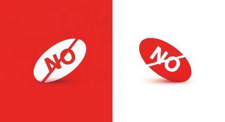 The Universal Symbol for Prohibition and Negation Displayed on Red and White Backgrounds Representing a Strong Concept of Refusal