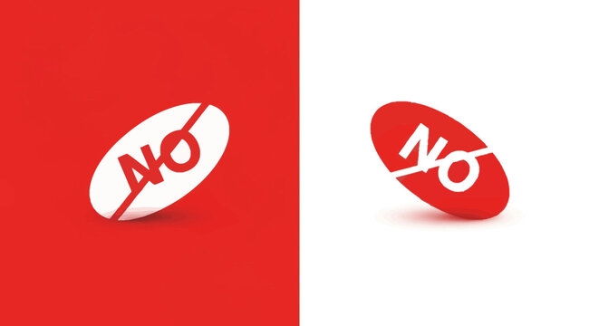 The Universal Symbol for Prohibition and Negation Displayed on Red and White Backgrounds Representing a Strong Concept of Refusal