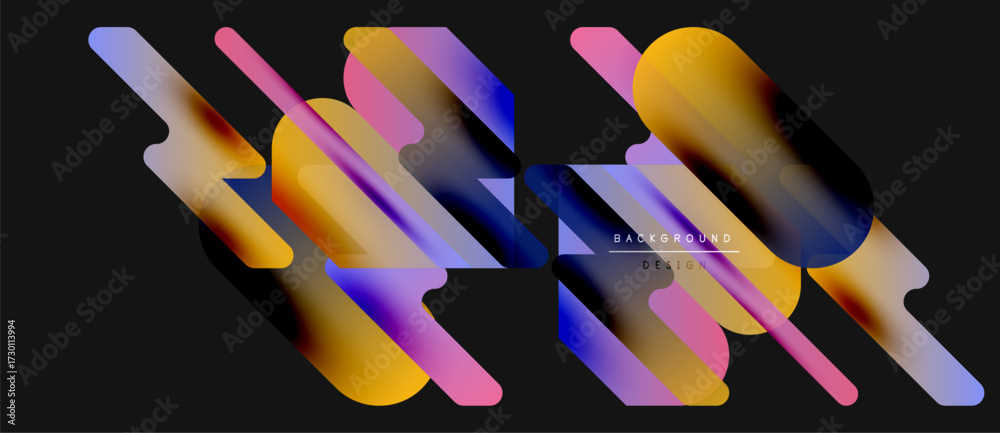 Wall mural abstract shapes overlap, creating vibrant gradients. modern design with dark background, dynamic com