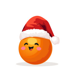 Christmas character fruit tangerine wearing santa hat flat vector illustration