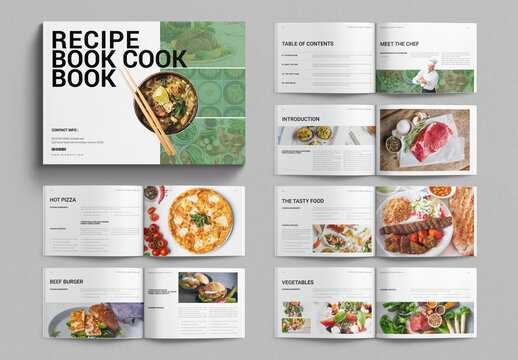 Recipe Book Cookbook Brochure Template Landscape