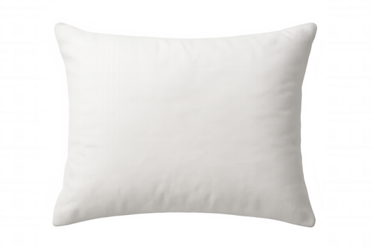 White square pillow creating comfort and softness, bedding mockup on transparent background
