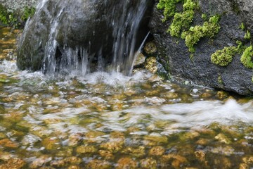 小川に注ぎ込む水