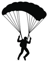 Parachute Skydiver Landing Silhouette Vector | Extreme Sport Illustration