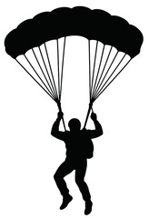 Parachutist Silhouette Vector | Extreme Sport Skydiving Design
