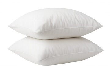 Two white pillows stacked, providing comfort and rest for a good night's sleep, transparent background
