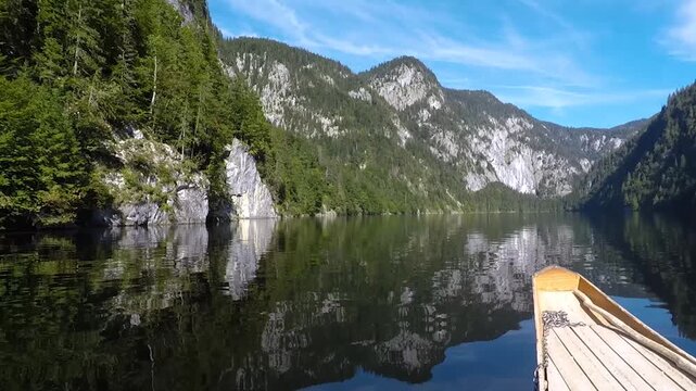 Boat trip on Lake Toplitzsee, Subjective tracking shot, Salzkammergut, Styria, Austria